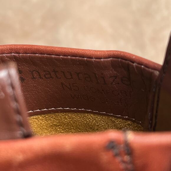 Naturalizer Vintage Y2K Glassy Calf High Suede Boots Block Heel Womens 8 Studded - Picture 9 of 10